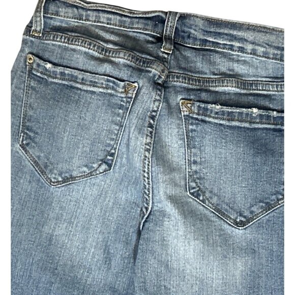Kensie Distressed Raw Hem Effortless Skinny Crop Jeans in Medium Wash Size 2/26 - Picture 6 of 7